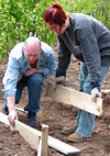 Fixing the edging boards in place